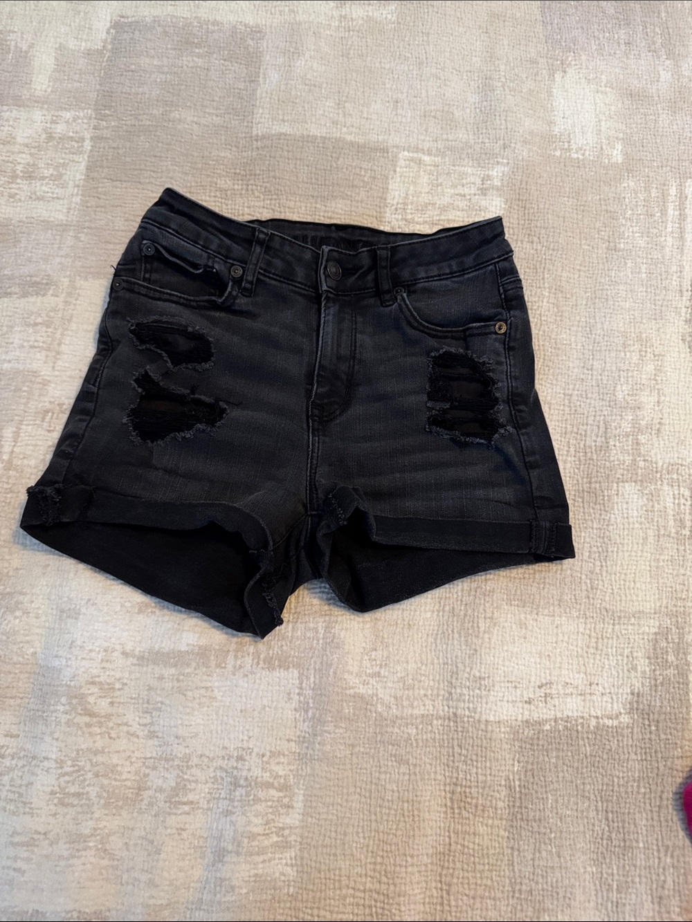 American Eagle Outfitters Black Distressed Denim Shorts